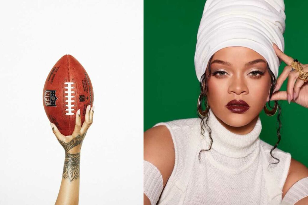La artista Rihanna fue la elegida para dar el espectáculo de medio tiempo del Super Bowl LVII. Con su mano tomando un balón fue que anunciaron la noticia. 