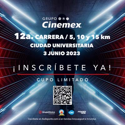 La 12° Carrera del Grupo Cinemex 2023 promete ser una experiencia única en la industria del entretenimiento, ya que se realizará a cabo por primera vez de noche.